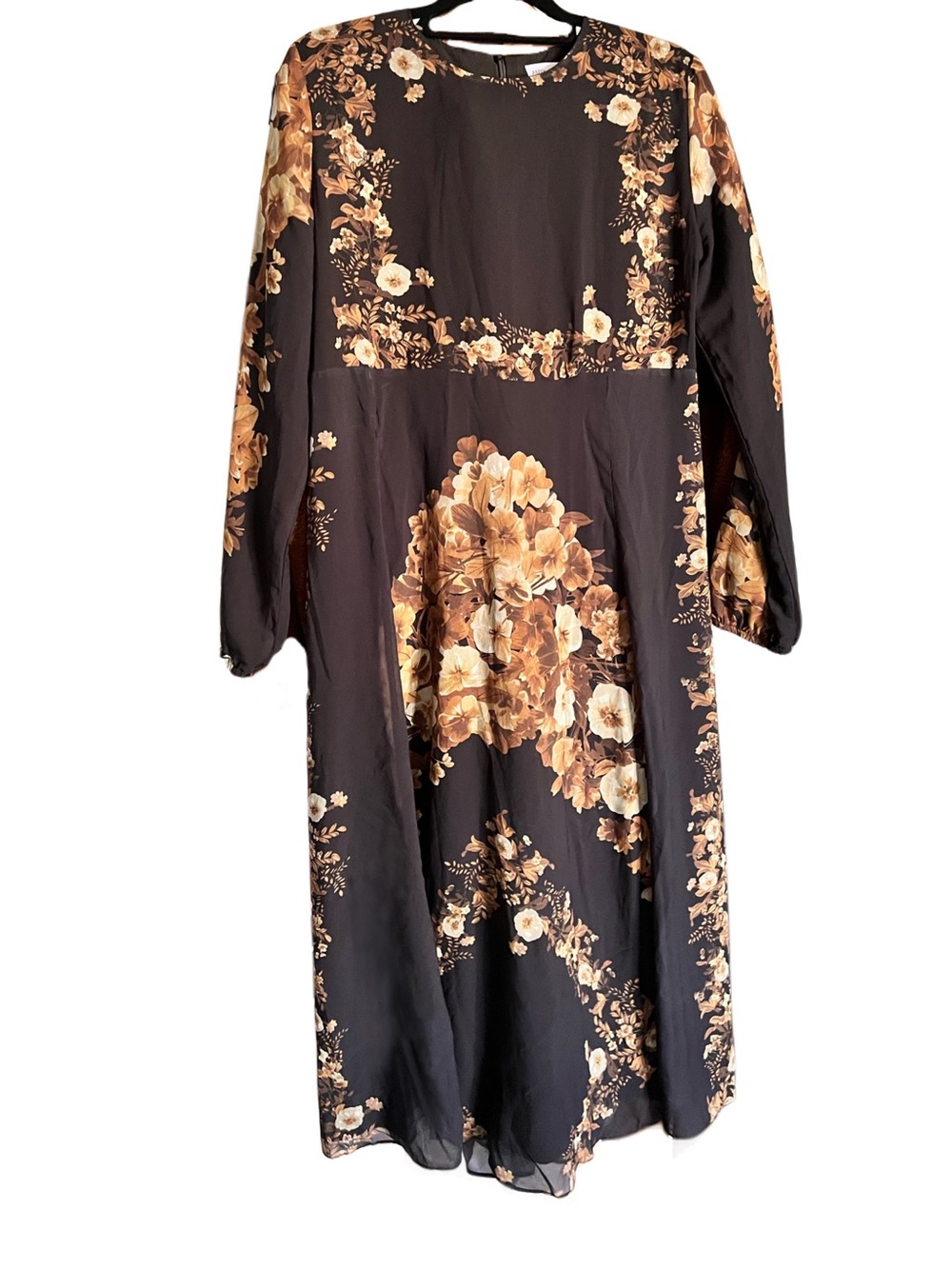 Black Dress with Golden floral Bouquet